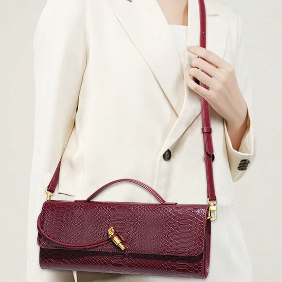 Burgundy Preppy Women's Envelope Handbag - Picture 7 of 11